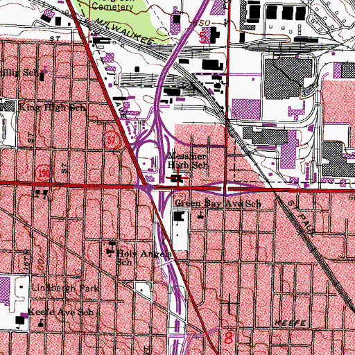 Topographic Map of Messmer Catholic Schools, WI
