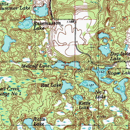 Topographic Map of Metcalf Lake, WI