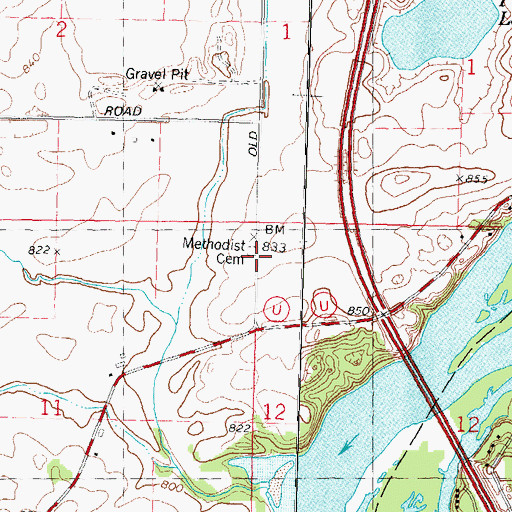 Topographic Map of Methodist Cemetery, WI
