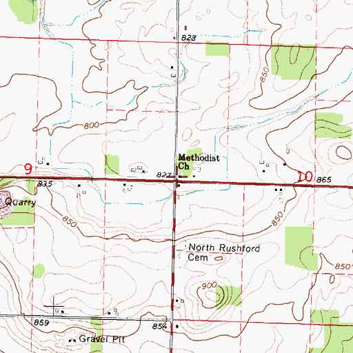Topographic Map of Methodist Church, WI