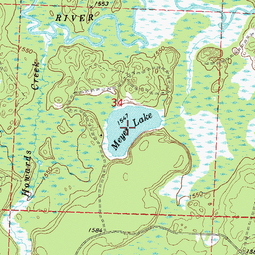 Topographic Map of Meyer Lake, WI