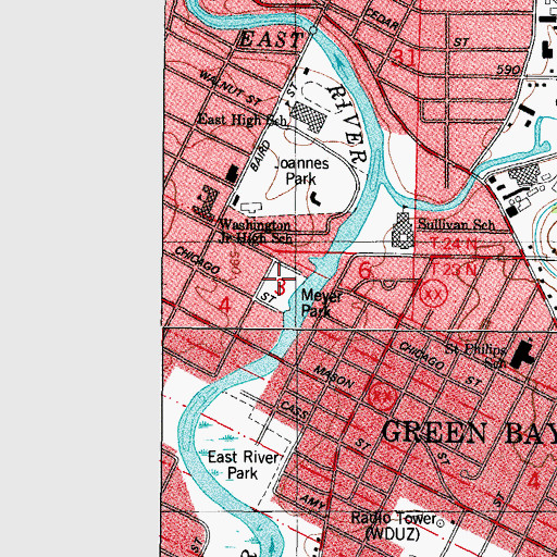 Topographic Map of Meyer Park, WI