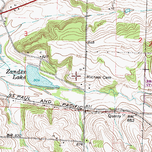 Topographic Map of Michael Cemetery, WI