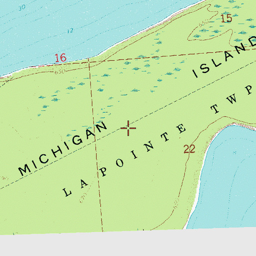 Topographic Map of Michigan Island, WI