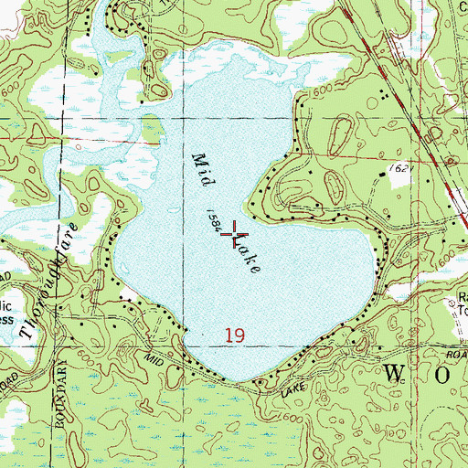 Topographic Map of Mid Lake, WI
