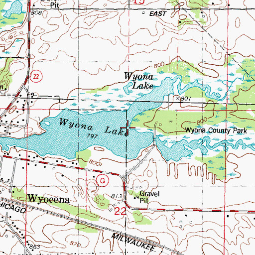 Topographic Map of Middle Branch Duck Creek, WI