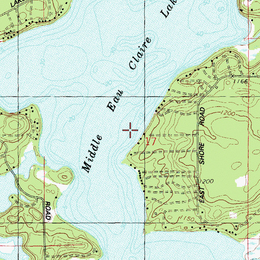 Topographic Map of Middle Eau Claire Lake, WI