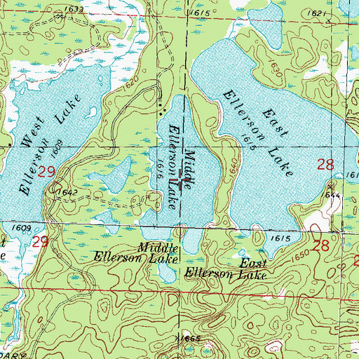 Topographic Map of Middle Ellerson Lake, WI