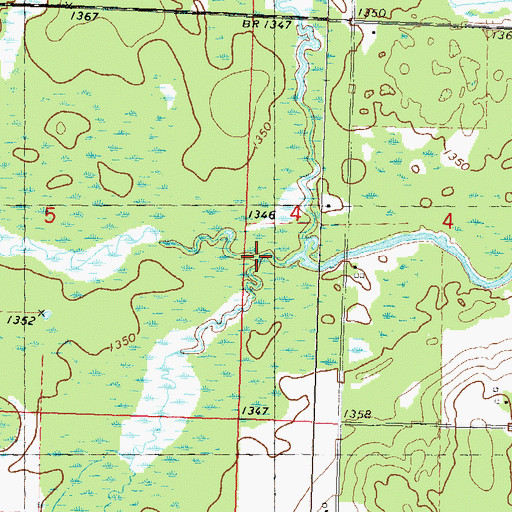 Topographic Map of Middle Fork Copper River, WI