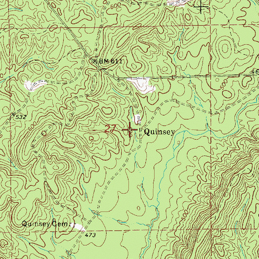 Topographic Map of Quinsey, AL