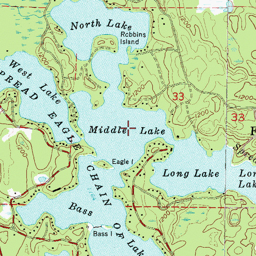 Topographic Map of Middle Lake, WI