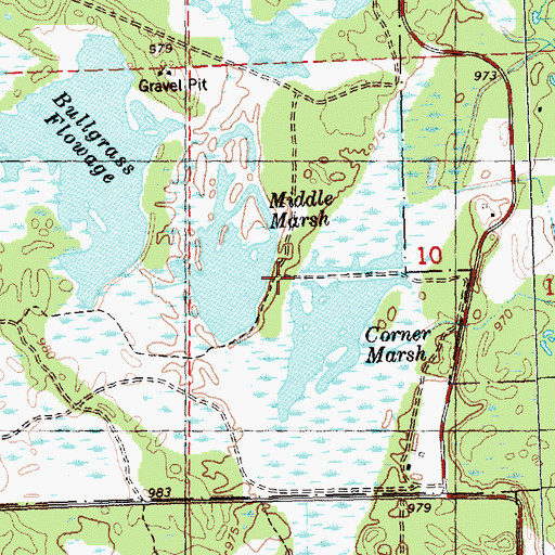 Topographic Map of Middle Marsh, WI
