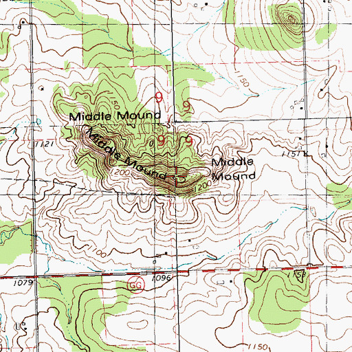 Topographic Map of Middle Mound, WI