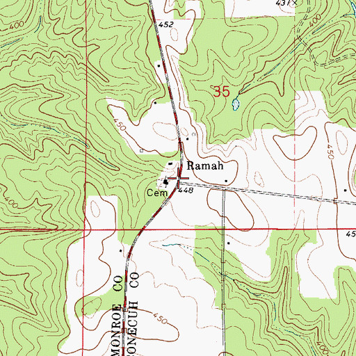 Topographic Map of Ramah, AL