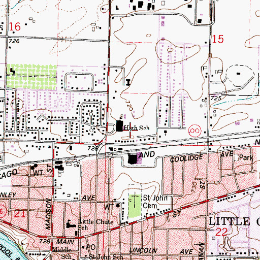 Topographic Map of Little Chute Middle / Intermediate School, WI