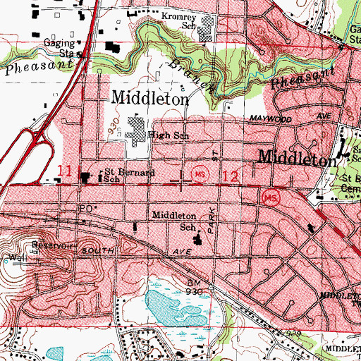 Topographic Map of Middleton, WI
