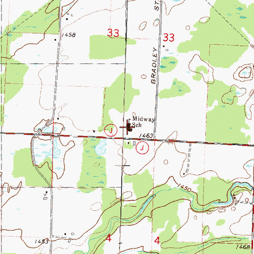 Topographic Map of Midway Elementary School, WI