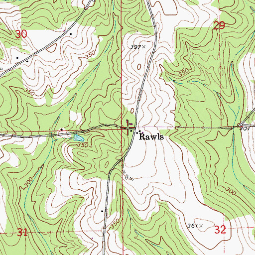 Topographic Map of Rawls, AL