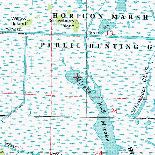 Topographic Map of Mieske Bay, WI