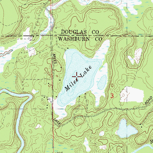 Topographic Map of Miles Lake, WI