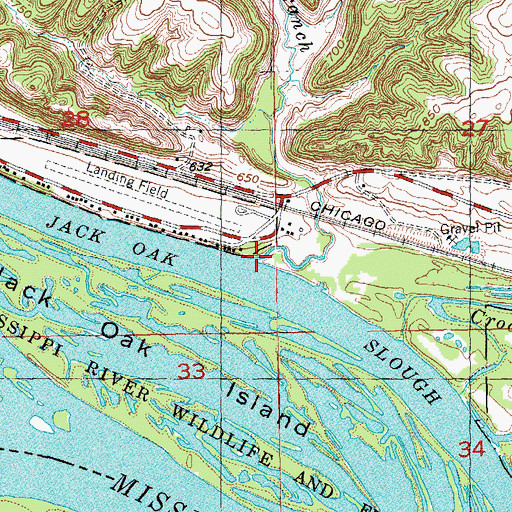 Topographic Map of Mill Branch, WI