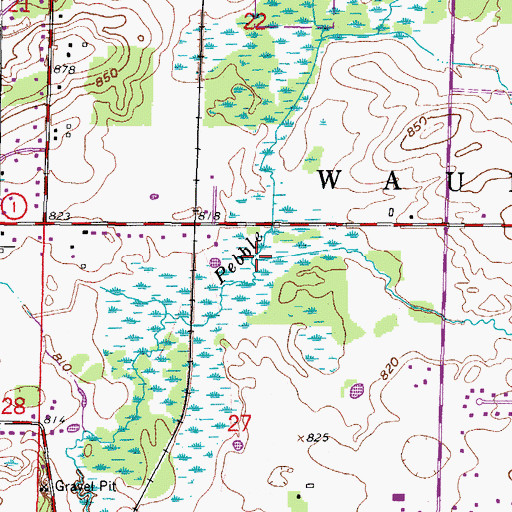 Topographic Map of Mill Creek, WI