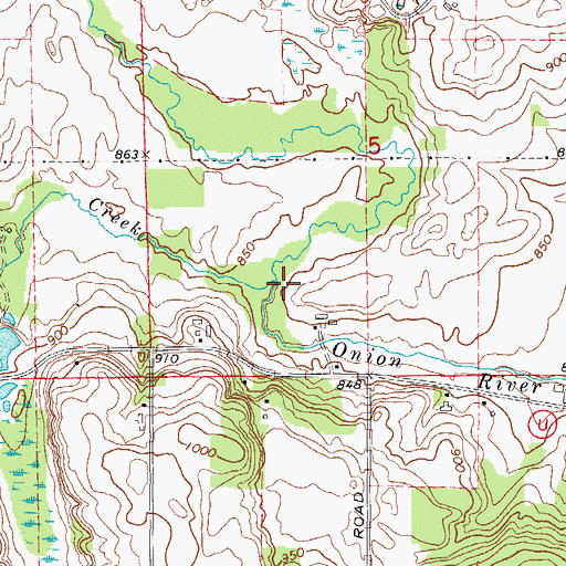 Topographic Map of Mill Creek, WI