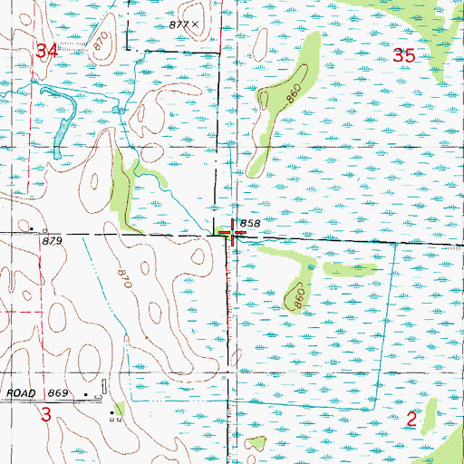 Topographic Map of Mill Creek, WI