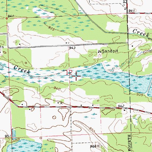 Topographic Map of Mill Creek, WI