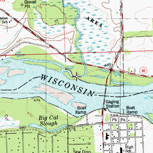 Topographic Map of Mill Creek, WI