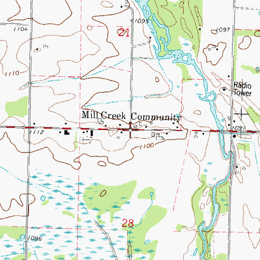 Topographic Map of Mill Creek Community, WI