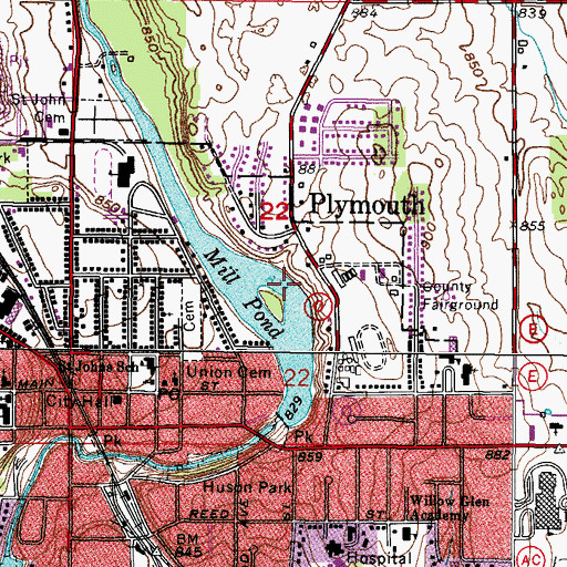 Topographic Map of Mill Pond, WI
