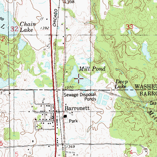 Topographic Map of Mill Pond, WI
