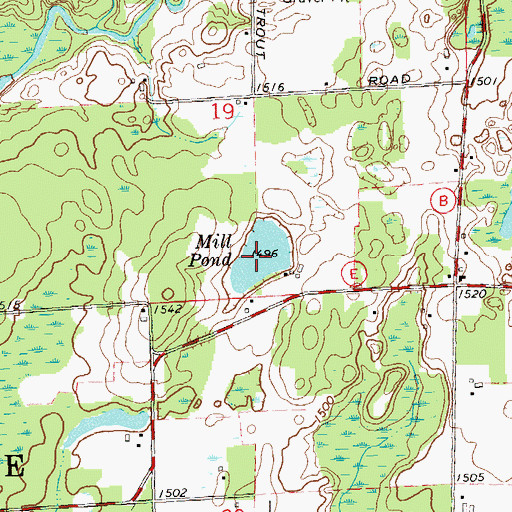 Topographic Map of Mill Pond, WI
