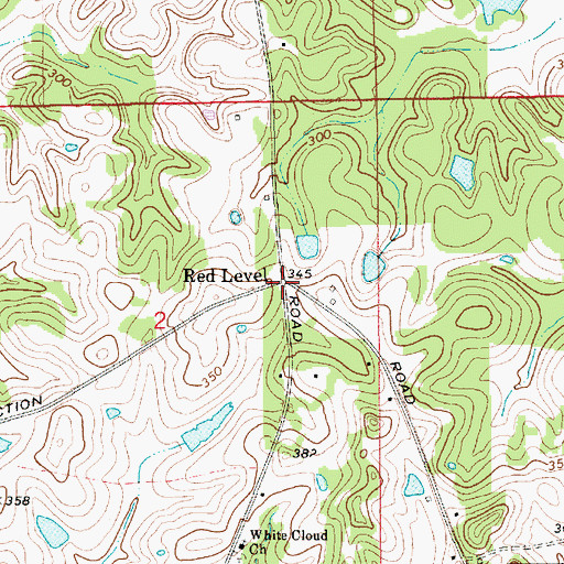 Topographic Map of Red Level, AL