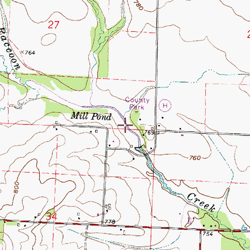Topographic Map of Mill Pond, WI