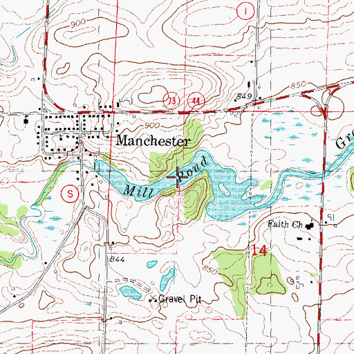 Topographic Map of Mill Pond (historical), WI
