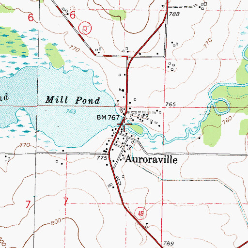 Topographic Map of Mill Pond, WI