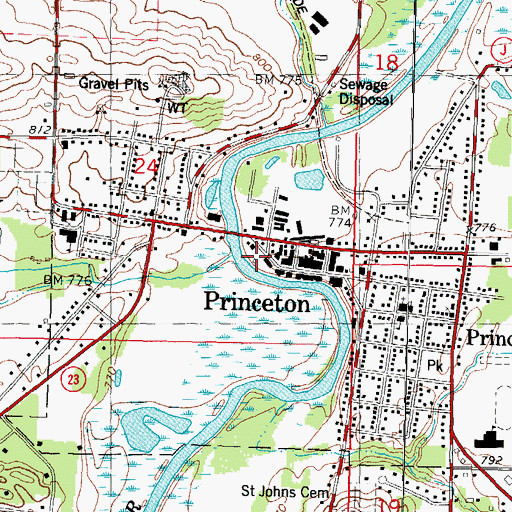 Topographic Map of Mill Race, WI