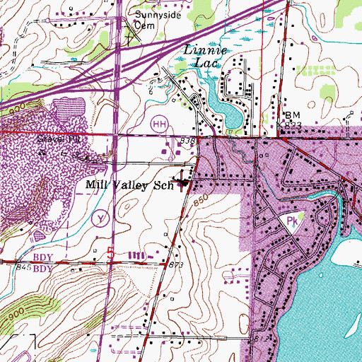 Topographic Map of Mill Valley Elementary School, WI