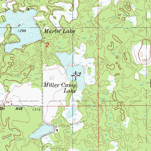 Topographic Map of Miller Camp Lake, WI