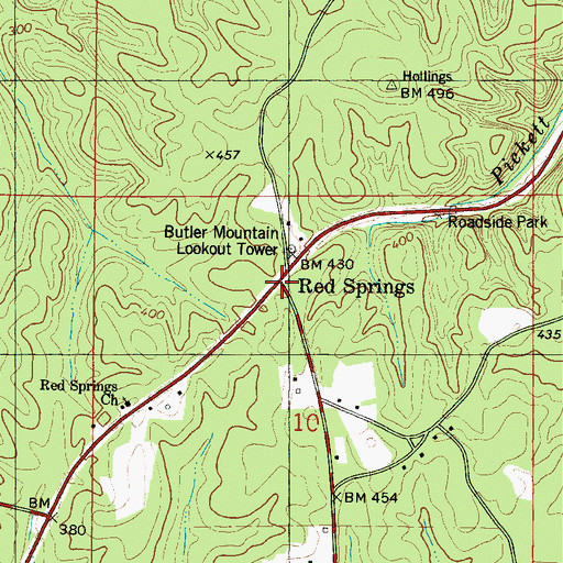 Topographic Map of Red Springs, AL