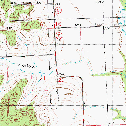 Topographic Map of Miller Hollow, WI