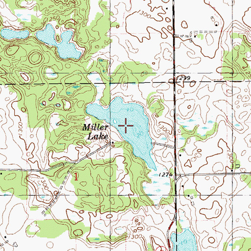 Topographic Map of Miller Lake, WI