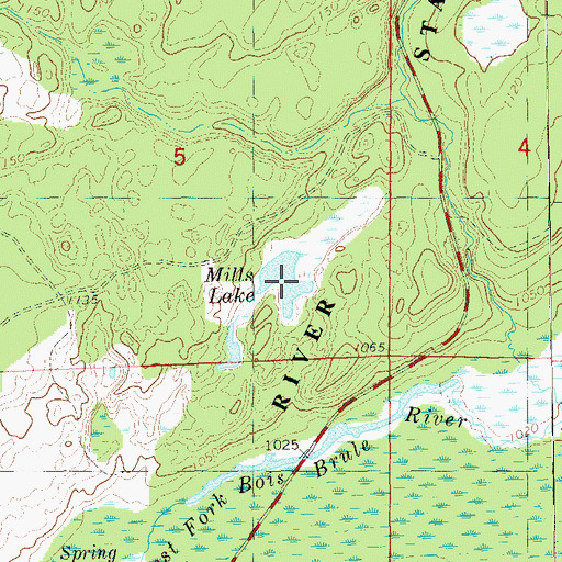 Topographic Map of Mills Lake, WI