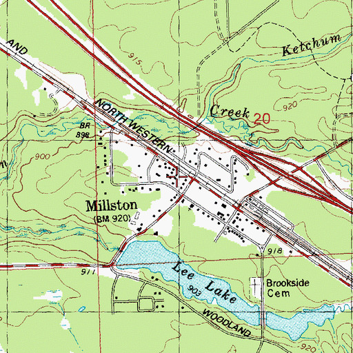 Topographic Map of Millston, WI