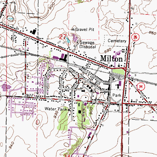 Topographic Map of Milton, WI
