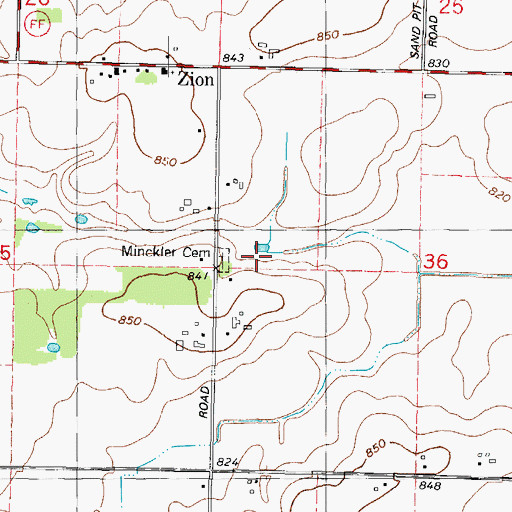 Topographic Map of Minckler Cemetery, WI