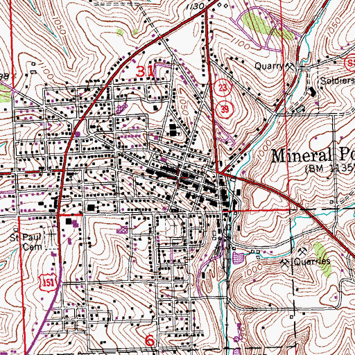 Topographic Map of Mineral Point, WI