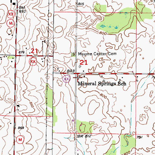 Topographic Map of Mineral Springs School, WI